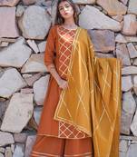 Ethnic Gota Work Kurta Plazzo And Dupatta