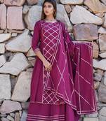 Ethnic Gota Work Kurta Plazzo And Dupatta