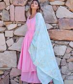 Light-pink plain cotton kurta sets