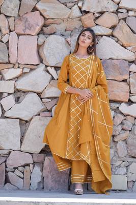 Ethnic Gota Work Kurta Plazzo And Dupatta 1