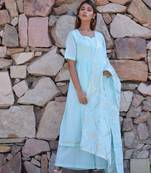 Ethnic Gher Pleated Kurta Plazzo And Dupatta