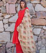 Red plain cotton kurta sets