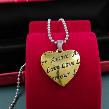 Valentine Day & Friendship Day Special For Couple With "I Love You" Letter Design Pendant With Chain 4