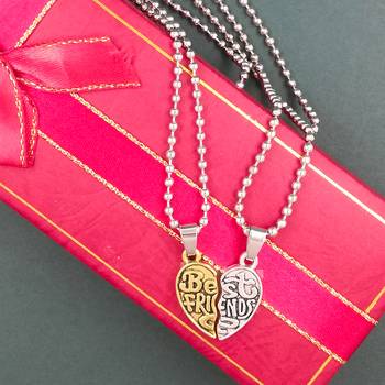 Valentine Day & Friendship Day Special For Best Friend With "Best Friend" Letter Design Leather Pendant With Chain 3