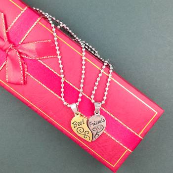 Valentine Day & Friendship Day Special For Best Friend With "Best Friend" Letter Design Leather Pendant With Chain 4