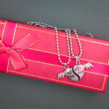 Valentine Day & Friendship Day Special For Best Friend With "Best Friend" Letter Design Leather Pendant With Chain 3