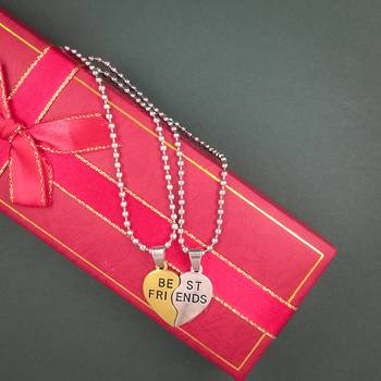 Valentine Day & Friendship Day Special For Best Friend With "Best Friend" Letter Design Leather Pendant With Chain 4