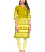 Green printed cotton cotton-kurtis