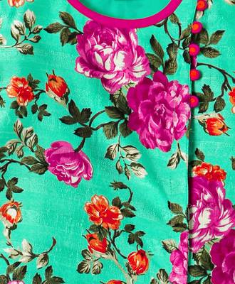 Green printed polyester top with dhoti for girls 4