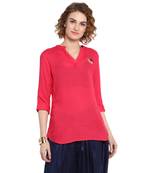 Pink plain rayon cotton tops