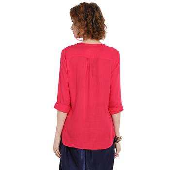 Pink plain rayon cotton tops 2