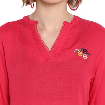 Pink plain rayon cotton tops 4