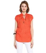 Orange printed rayon cotton tops