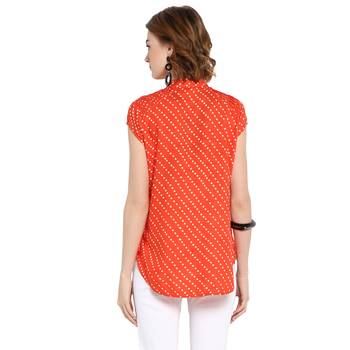 Orange printed rayon cotton tops 2