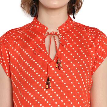 Orange printed rayon cotton tops 4