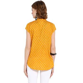 Yellow printed rayon cotton tops 2