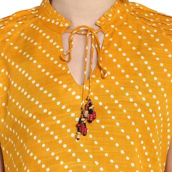 Yellow printed rayon cotton tops 4