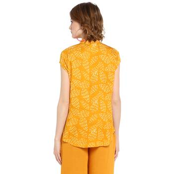 Yellow printed rayon cotton tops 2