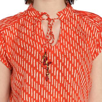 Orange printed rayon cotton tops 4
