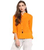 Orange plain rayon cotton tops