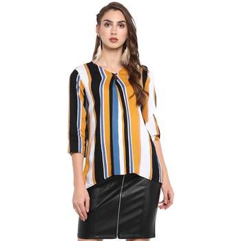 Mustard printed rayon cotton tops 1