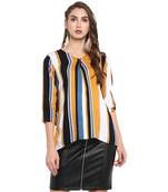 Mustard printed rayon cotton tops