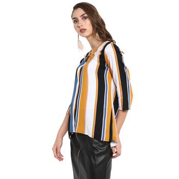Mustard printed rayon cotton tops 3