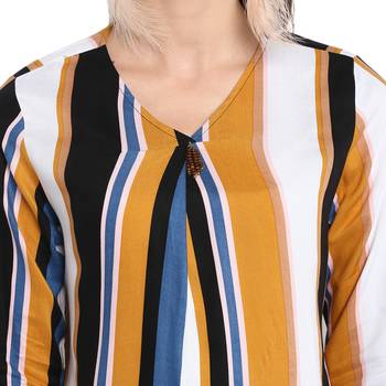 Mustard printed rayon cotton tops 4
