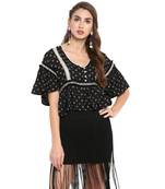 Black printed crepe cotton top