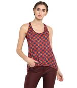 Blue printed rayon cotton tops