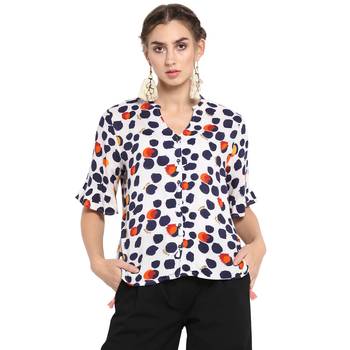 White printed rayon cotton tops 1