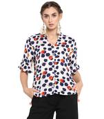 White printed rayon cotton tops