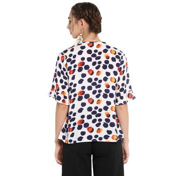 White printed rayon cotton tops 2