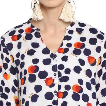 White printed rayon cotton tops 4