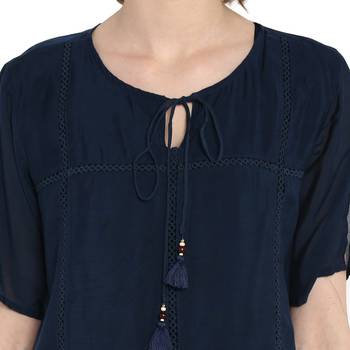 Navy blue plain cotton tops 4