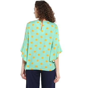 Green printed rayon cotton top 2