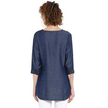 Indigo plain denim cotton top 2