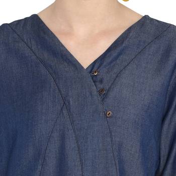Indigo plain denim cotton top 4