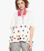 White embroidered cotton top