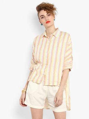 White printed rayon cotton top 1