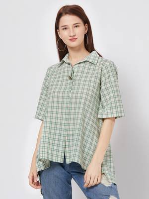 Green printed cotton top 1