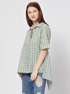 Green printed cotton top 3