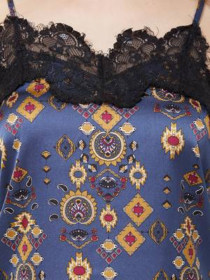 Blue printed satin cotton top 4