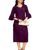 Purple plain rayon ethnic kurtis