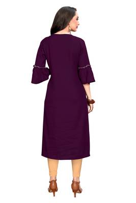 Purple plain rayon ethnic kurtis 2