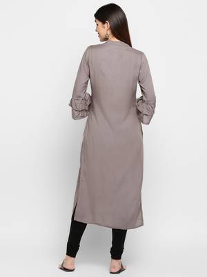 Light-grey plain rayon ethnic kurtis 2