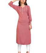 Light-peach plain rayon ethnic kurtis