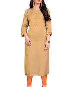 Beige plain rayon ethnic kurtis