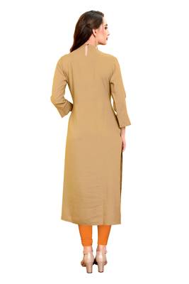 Beige plain rayon ethnic kurtis 2