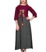 Grey plain rayon ethnic-kurtis